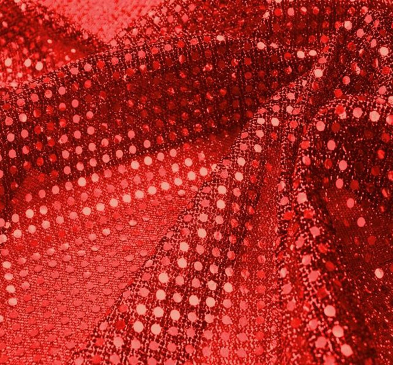 1 Yard Red 3mm Confetti Dot Sequin Fabric, Lightweight Glitter Costume Apparel Knit 38/39" Wide